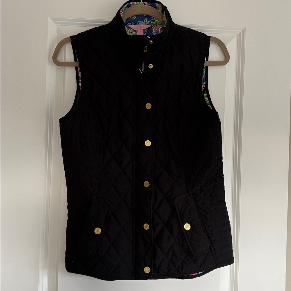 Lilly Pulitzer Quilted Black Vest - Picture 4 of 6